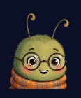 SpellBuff's bookworm mascot